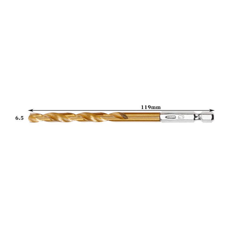 Hexagonal handle 13pc Titanium Twists drill 1.5-6.5mm electric drill screwdriver drilling reaming drill tool