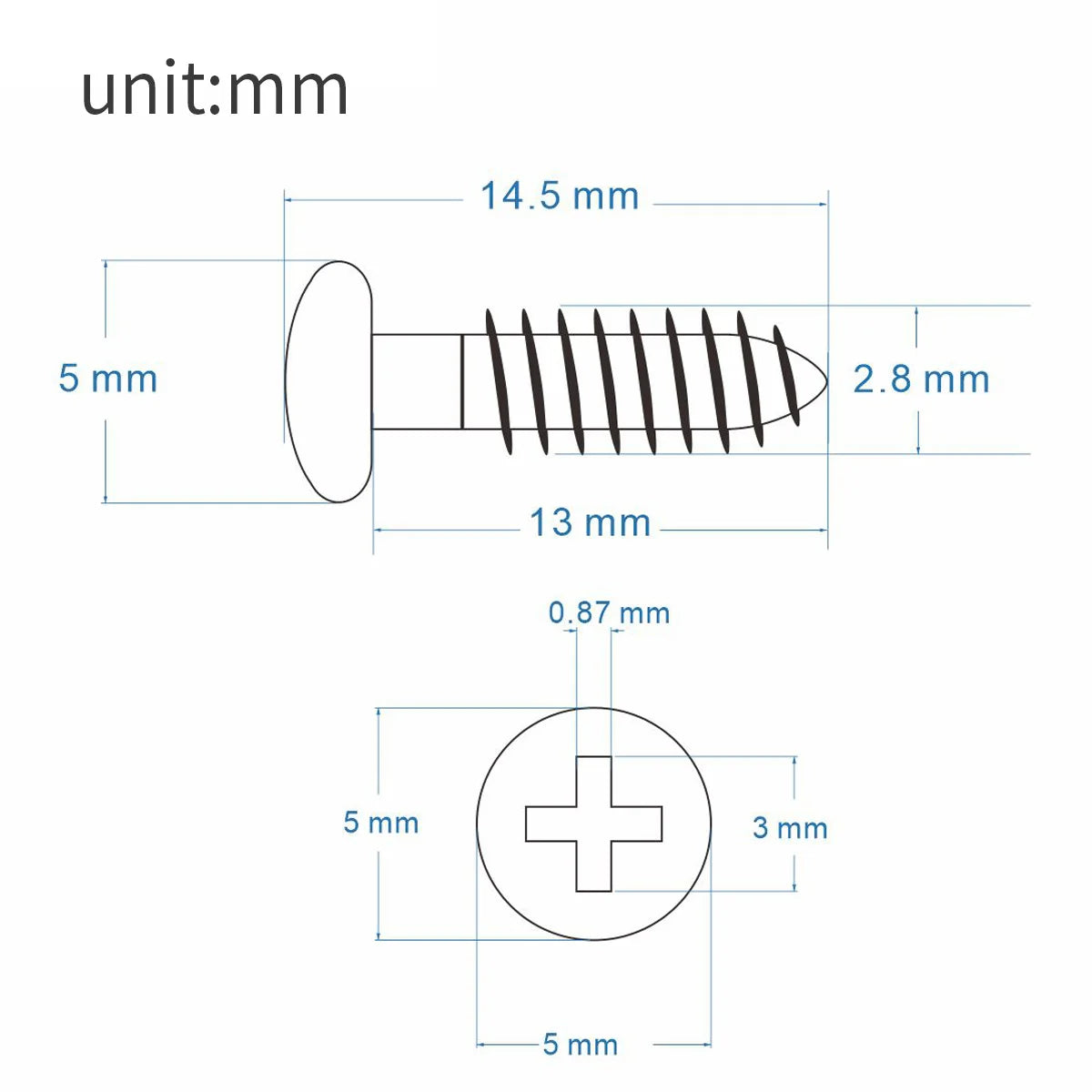 FLEOR 20PCS Round Head Screws 2.8x13mm Guitar String Locking Nut Mounting Screws String Tree Retainer Bar Screws