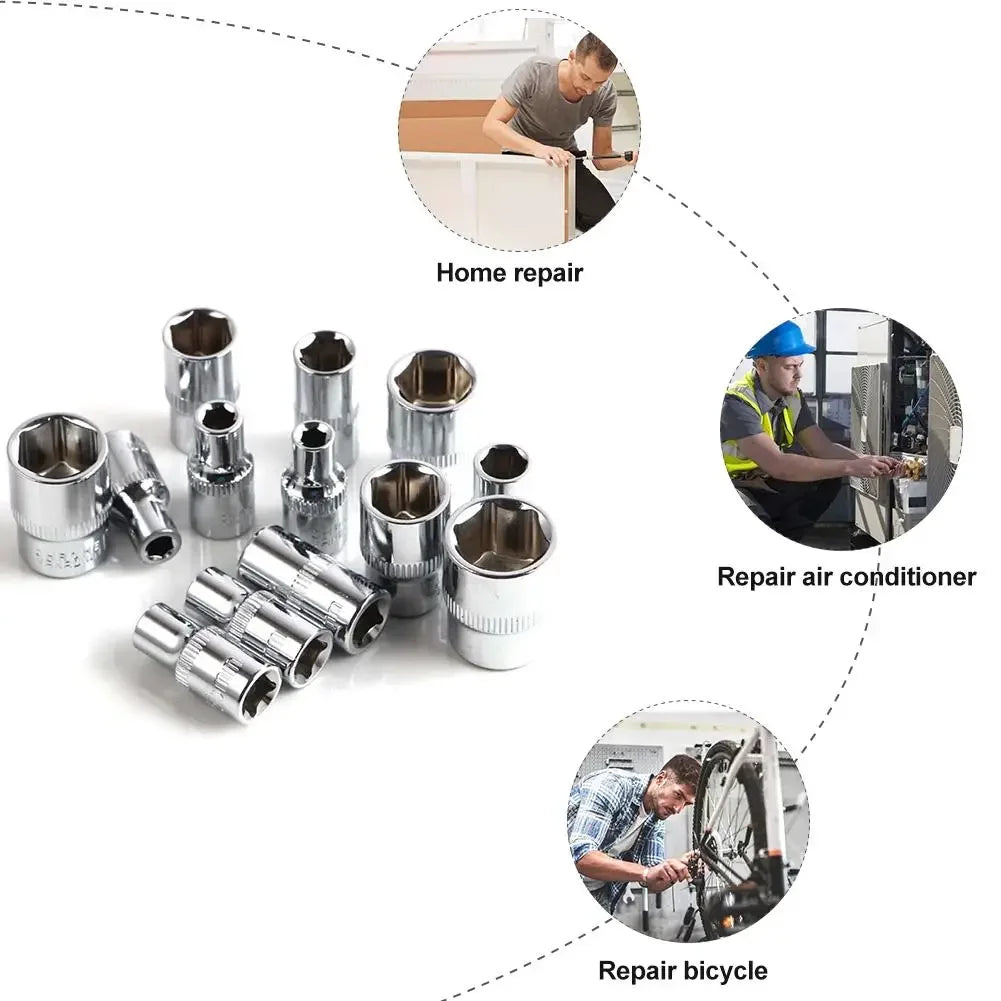 46pcs Socket Set Car Repair Tool Ratchet Spanner Wrench Set Pawl Socket Spanner Screwdriver Professional Metalworking Tool Kit